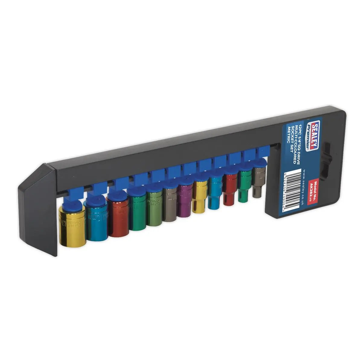 Sealey Premier 12 Piece 1/4" Drive Coloured Socket Set 4-13mm Socket WallDrive 