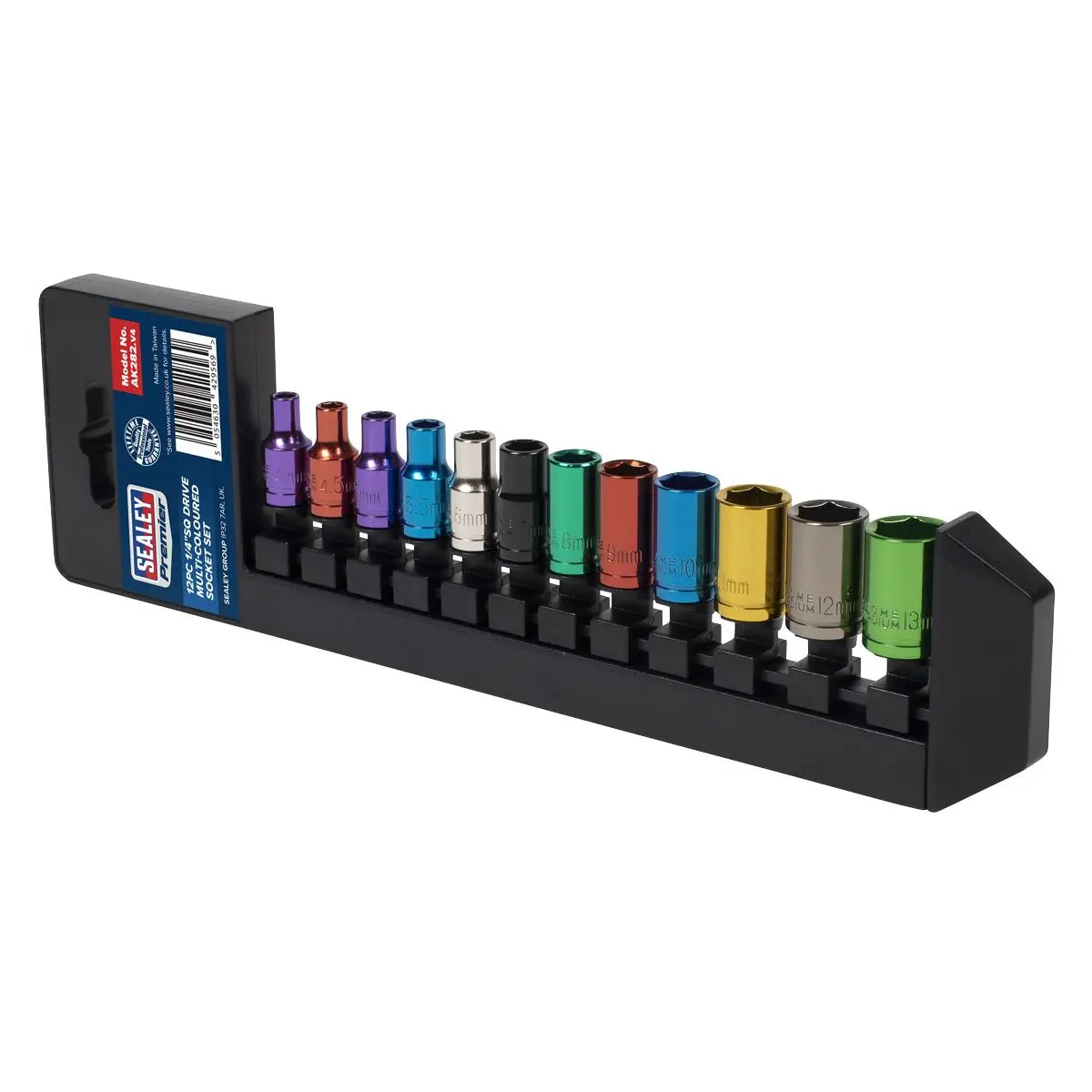 Sealey Premier 12 Piece 1/4" Drive Coloured Socket Set 4-13mm Socket WallDrive 