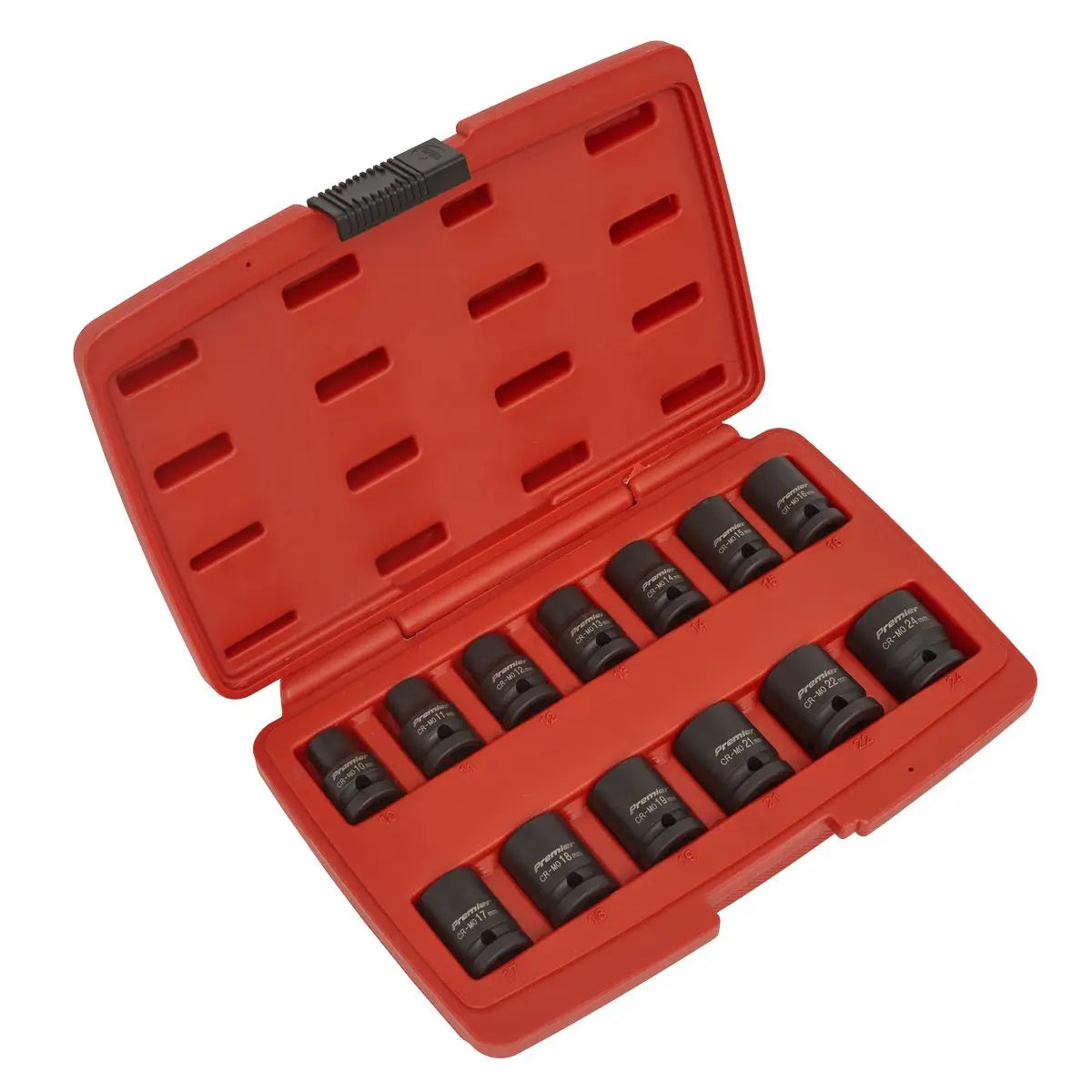 Sealey Premier 13 Piece 1/2" Drive 12 Point Impact Socket Set 10-24mm Metric 