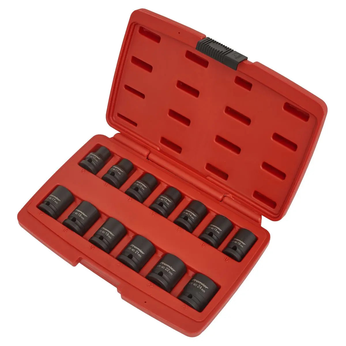 Sealey Premier 13 Piece 1/2" Drive 12 Point Impact Socket Set 10-24mm Metric 