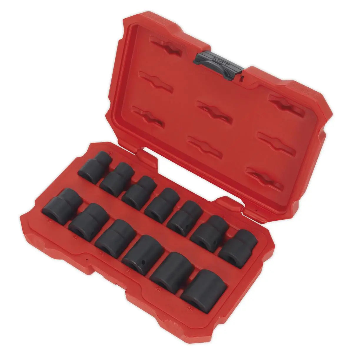 Sealey Premier 13 Piece 1/2" Drive Lock On Impact Socket Set 10-24mm Rounded Nuts 