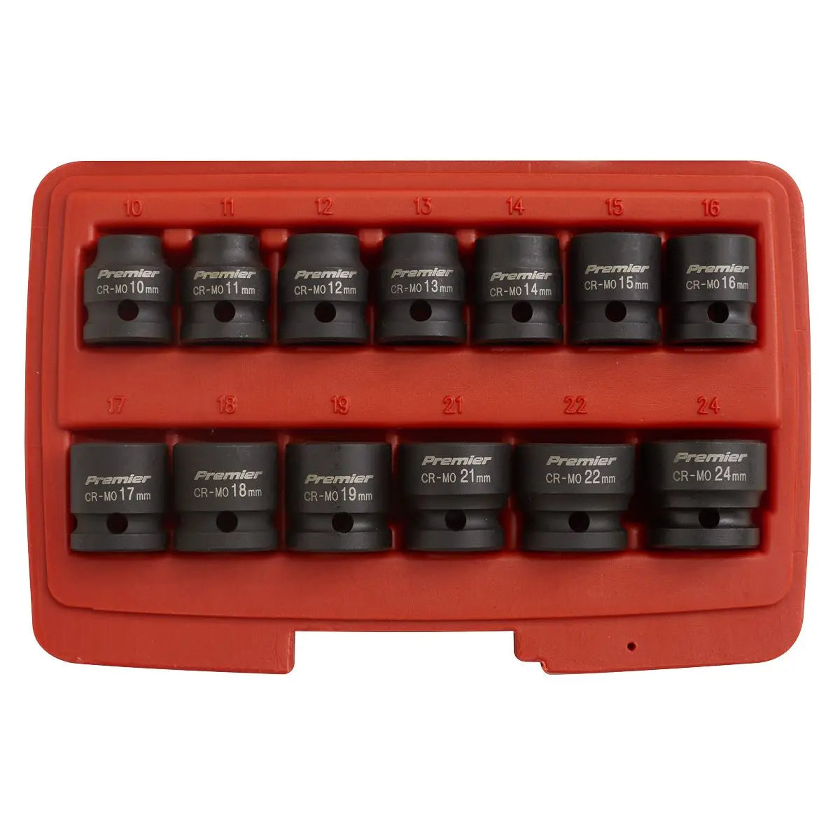 Sealey Premier 13 Piece 1/2" Drive Low Profile Impact Socket Set 10-24mm WallDrive 