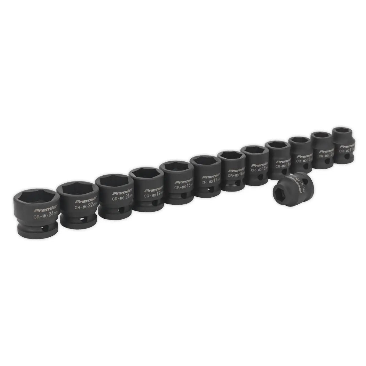 Sealey Premier 13 Piece 1/2" Drive Low Profile Impact Socket Set 10-24mm WallDrive 