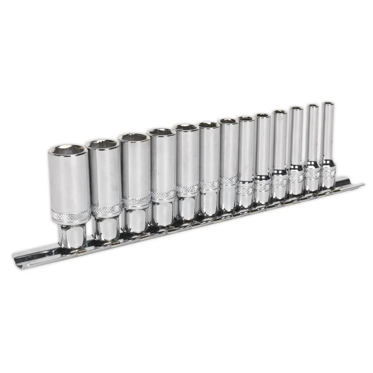 Sealey Premier 13 Piece 1/4" Drive Deep Lock-On Metric Socket Set 4-14mm 