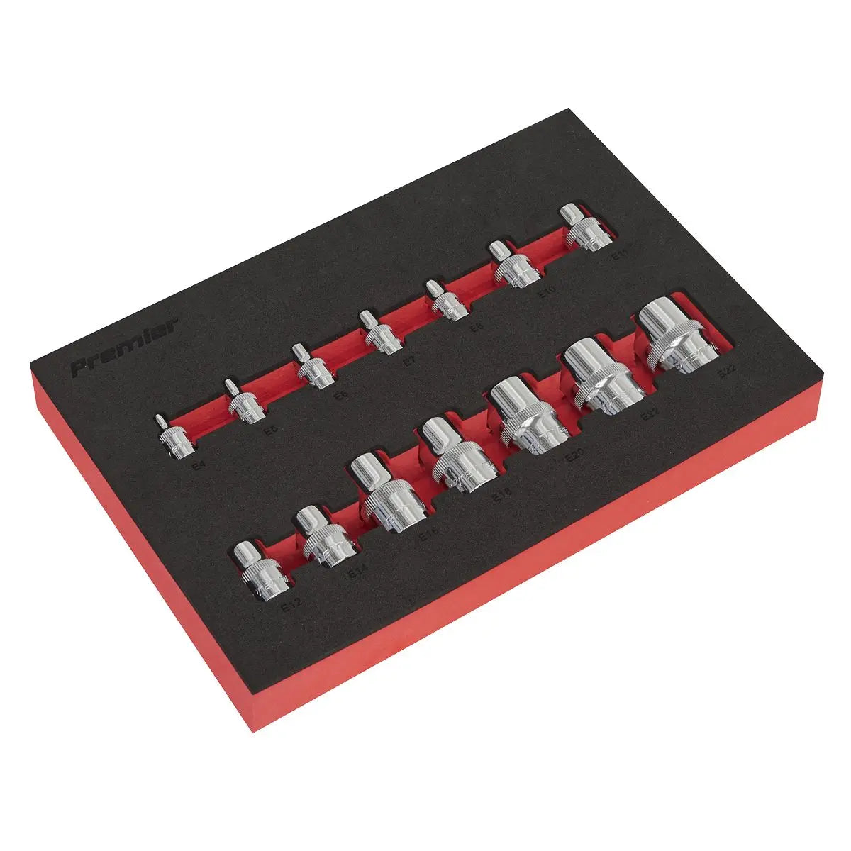 Sealey Premier 14 Piece Trx-Star 1/4" 3/8" 1/2" Drive Socket Set in EVA Tray E4-E24 