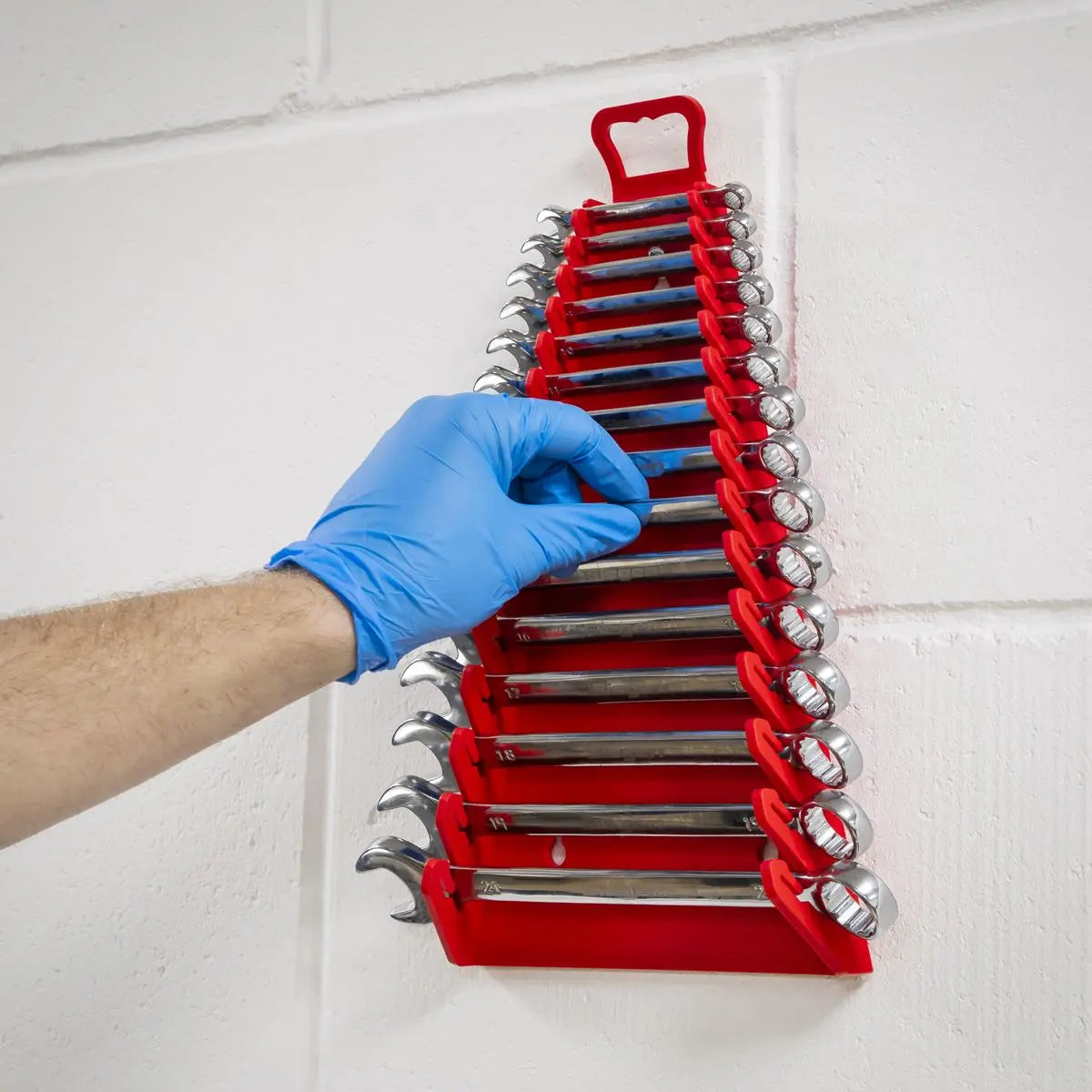 Sealey Premier 15 Capacity Reverse Spanner Rack Non Marking Wall Mounted Storage 