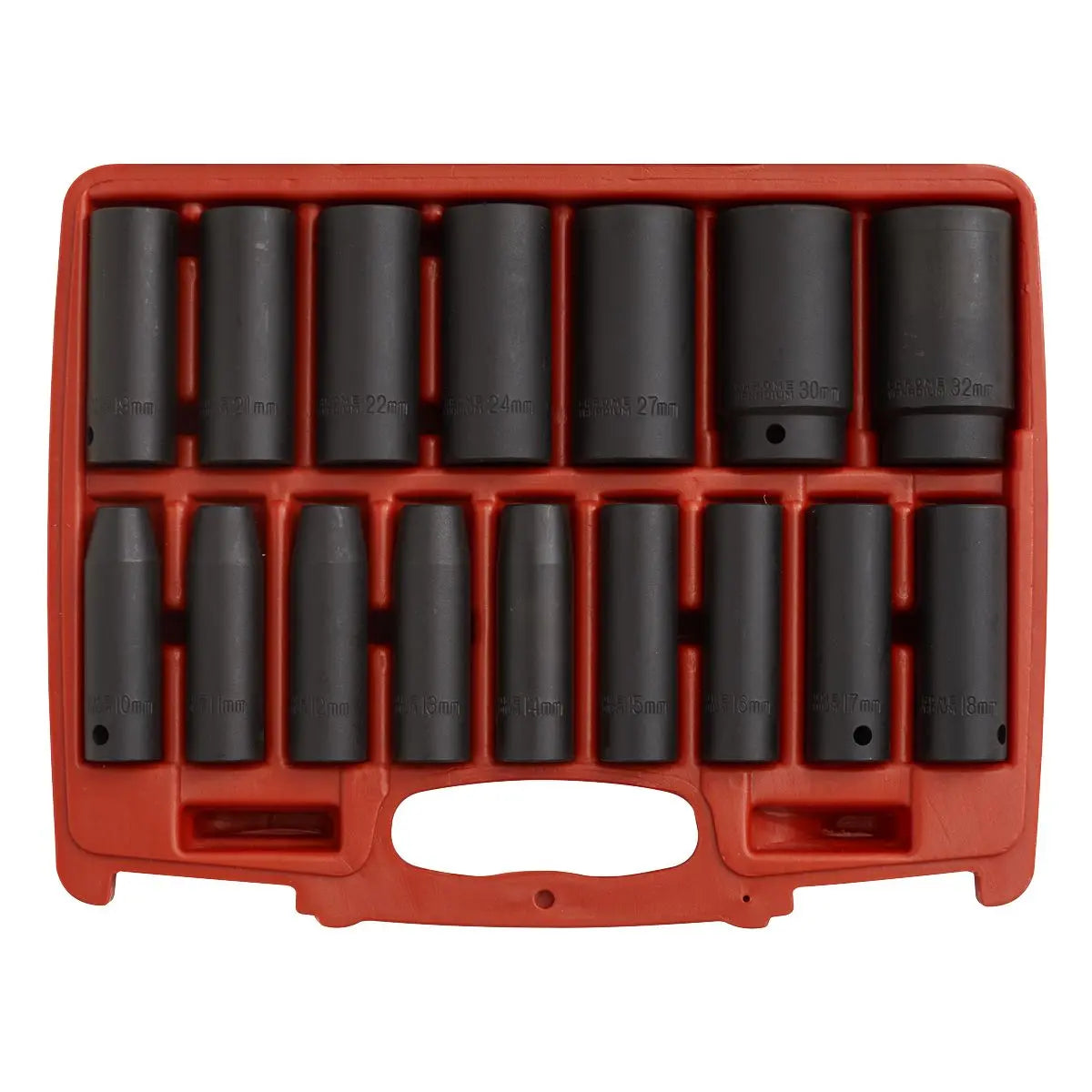 Sealey Premier 16 Piece 1/2" Drive Deep Impact Socket Set 10-32mm 