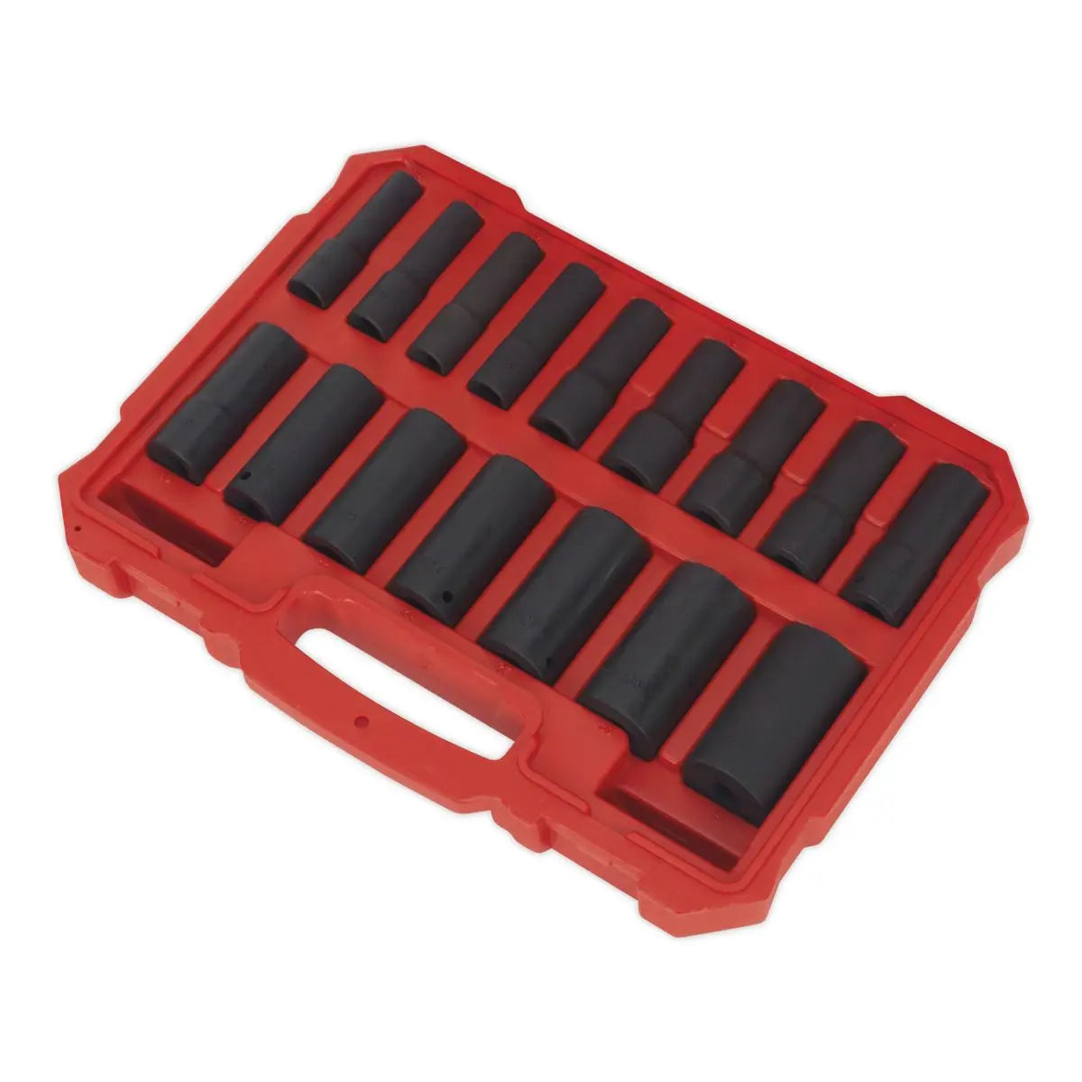 Sealey Premier 16 Piece 1/2" Drive Deep Lock On Impact Socket Set 10-32mm Rounded 