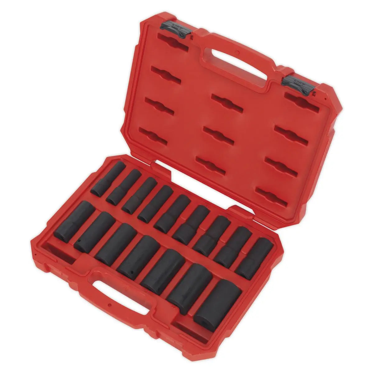 Sealey Premier 16 Piece 1/2" Drive Deep Lock On Impact Socket Set 10-32mm Rounded 