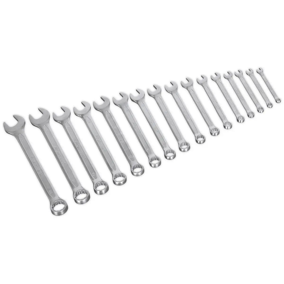 Sealey Premier 16 Piece Cold Stamped Combination Spanner Set Metric 6-22mm 