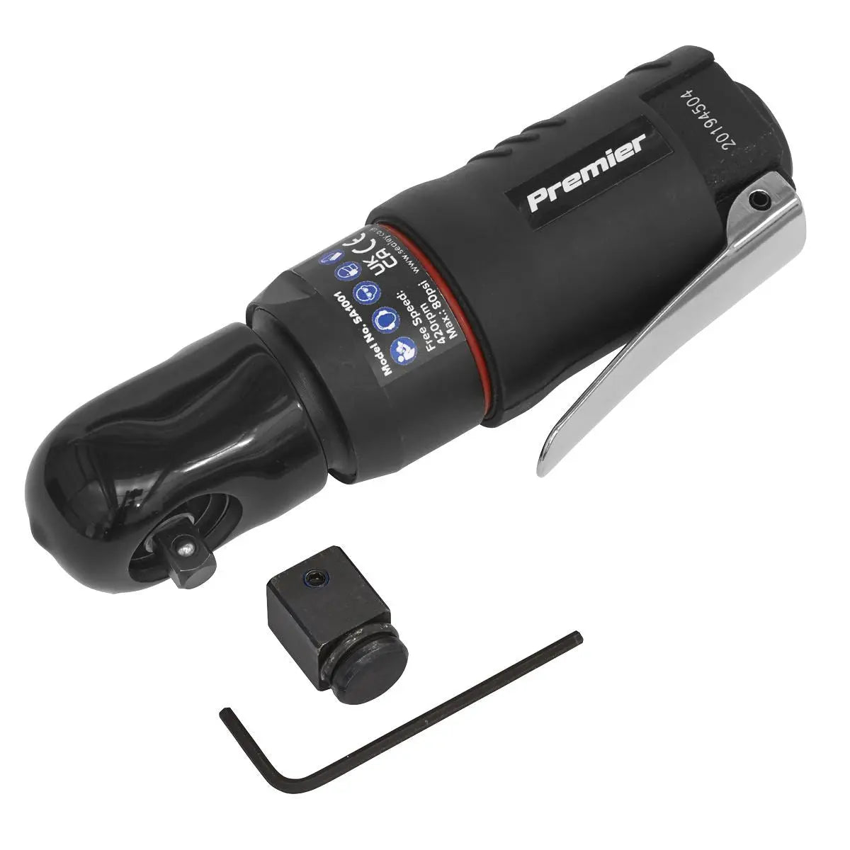 Sealey Premier 2-in-1 Mini Air Ratchet Wrench 1/4" & 1/2"Sq Drive 