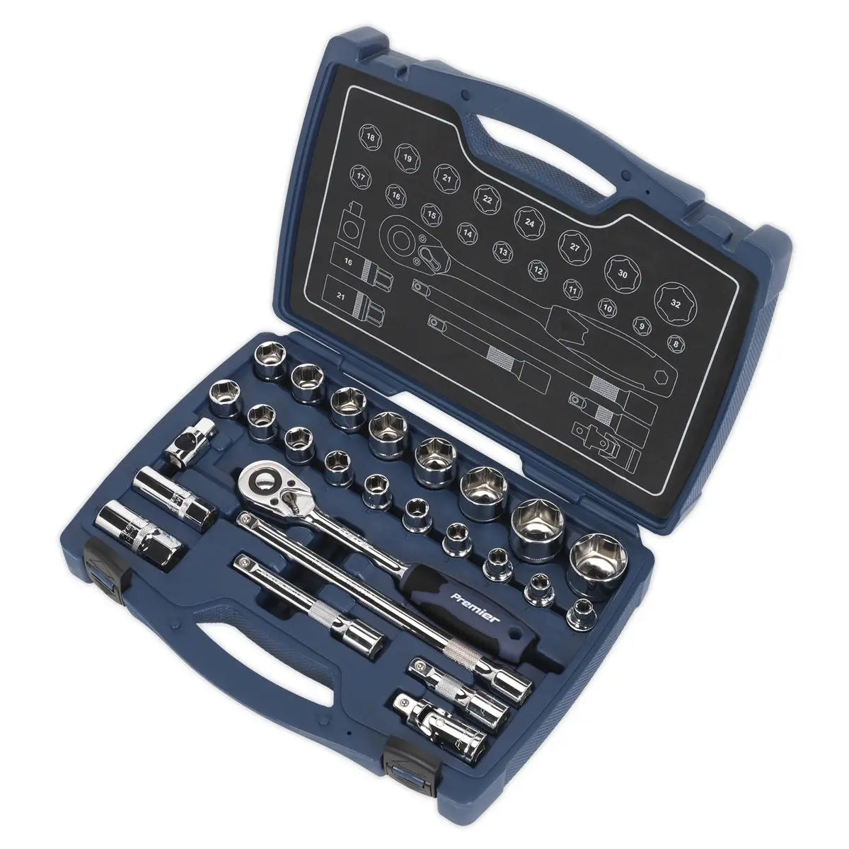 Sealey Premier 26 Piece 1/2" Drive Metric Socket Set 8-32mm 