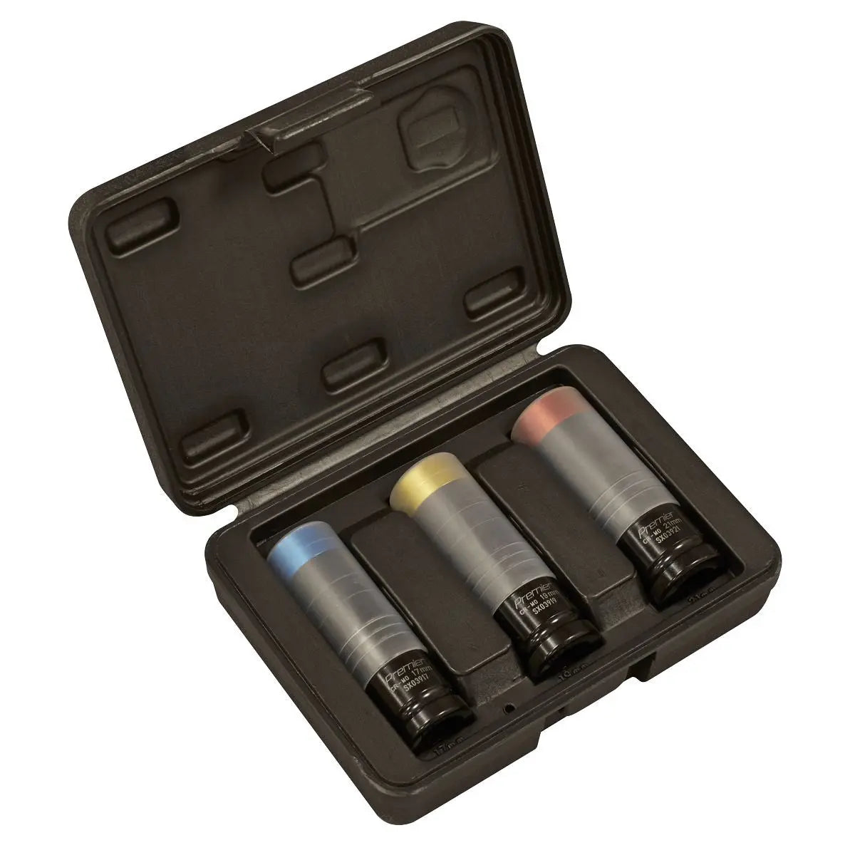 Sealey Premier 3 Piece 1/2" Drive Alloy Wheel Ultra Power Impact Socket Set Sleeved 