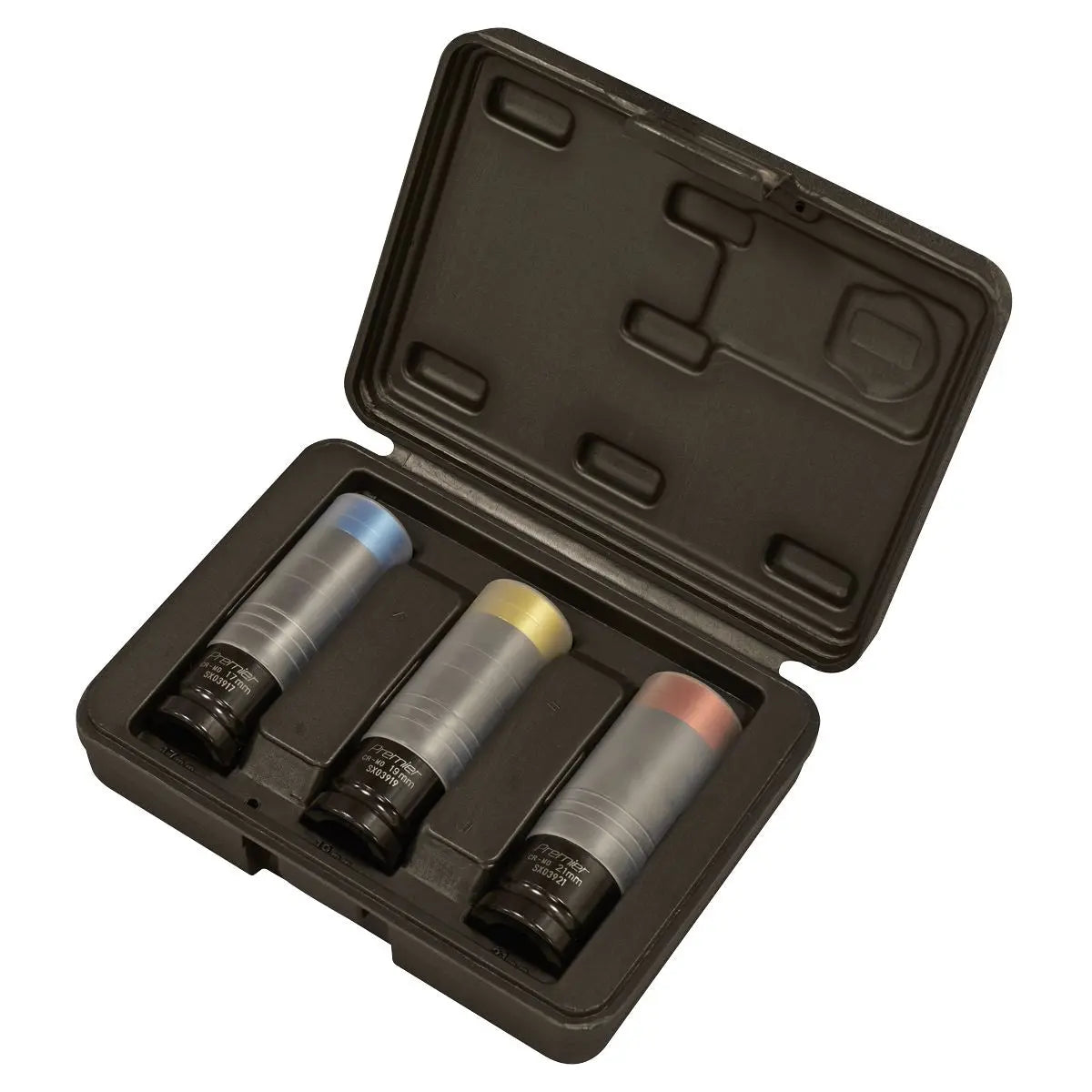 Sealey Premier 3 Piece 1/2" Drive Alloy Wheel Ultra Power Impact Socket Set Sleeved 