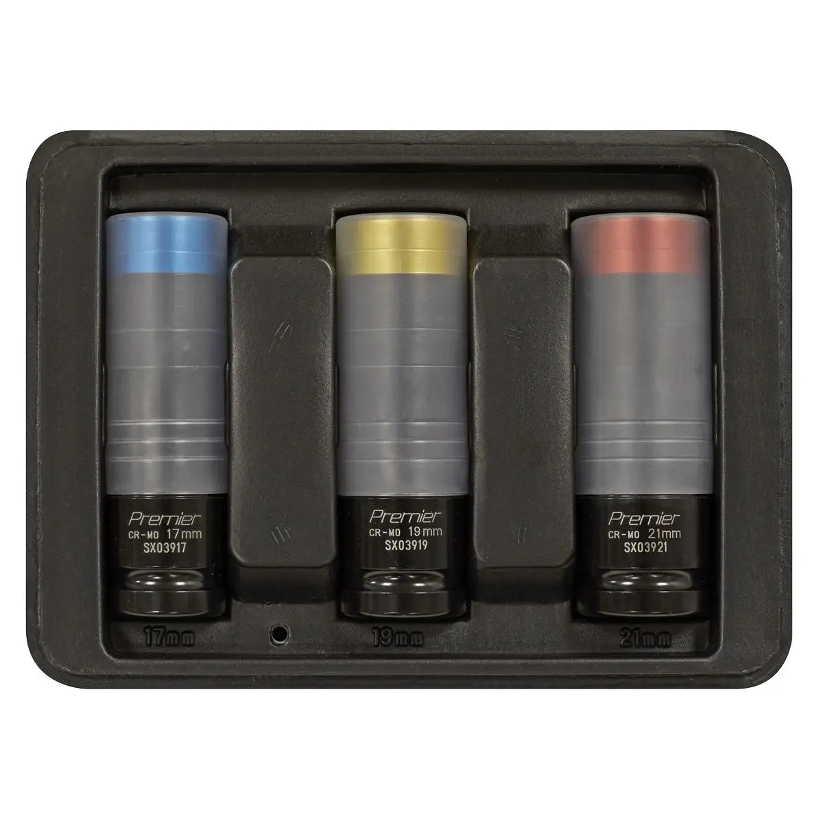 Sealey Premier 3 Piece 1/2" Drive Alloy Wheel Ultra Power Impact Socket Set Sleeved 