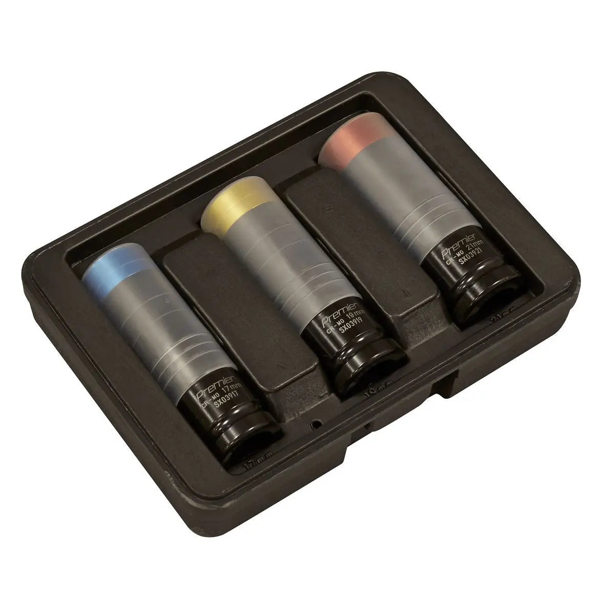 Sealey Premier 3 Piece 1/2" Drive Alloy Wheel Ultra Power Impact Socket Set Sleeved 