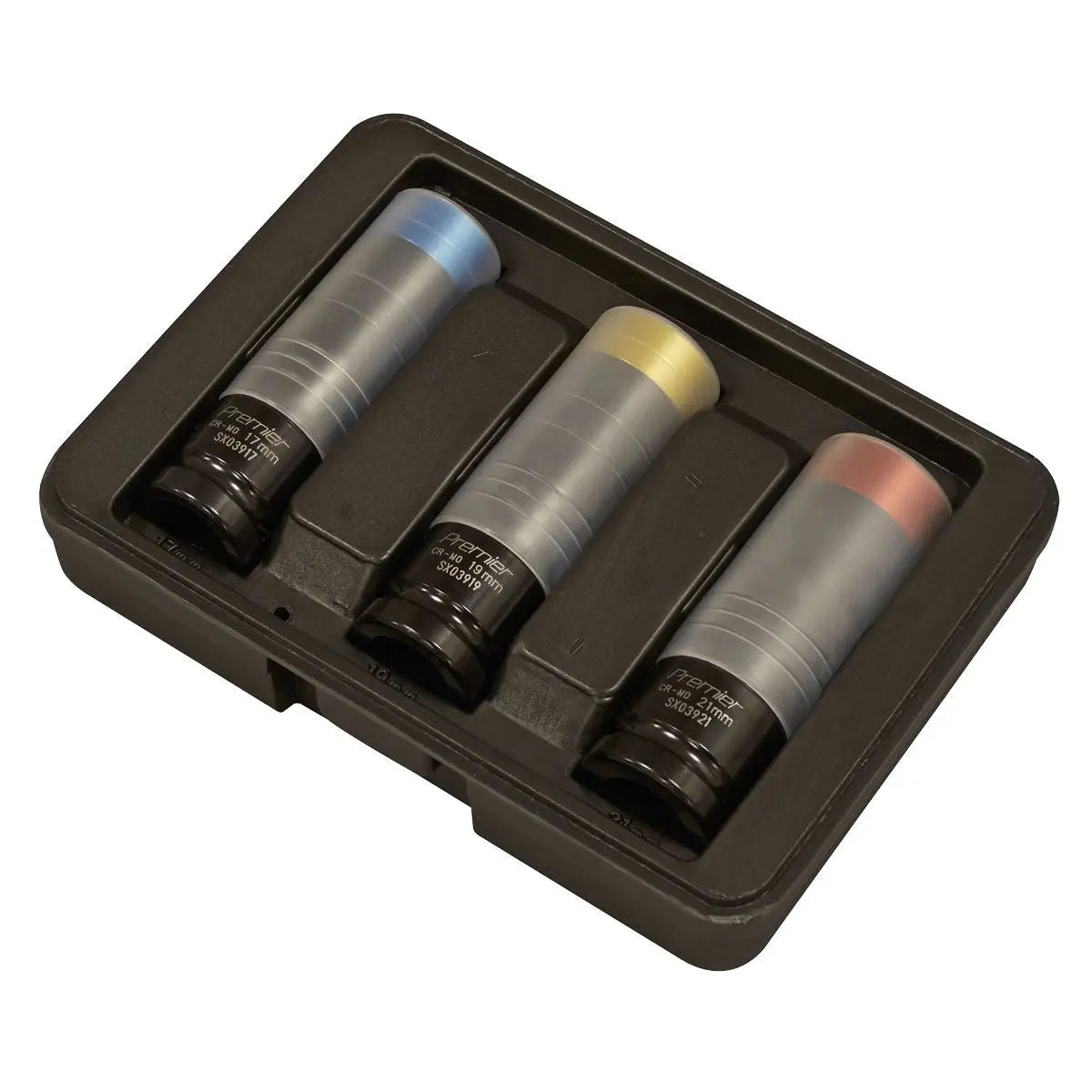 Sealey Premier 3 Piece 1/2" Drive Alloy Wheel Ultra Power Impact Socket Set Sleeved 