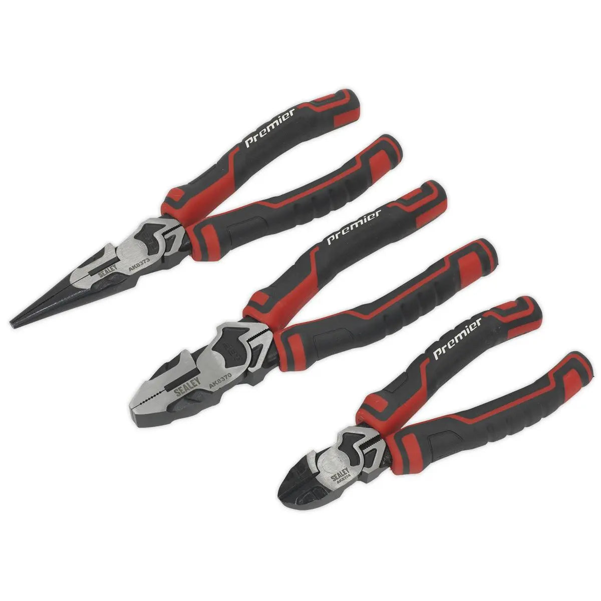 Sealey Premier 3 Piece High Leverage Pliers Set Long Nose Combi Plier 