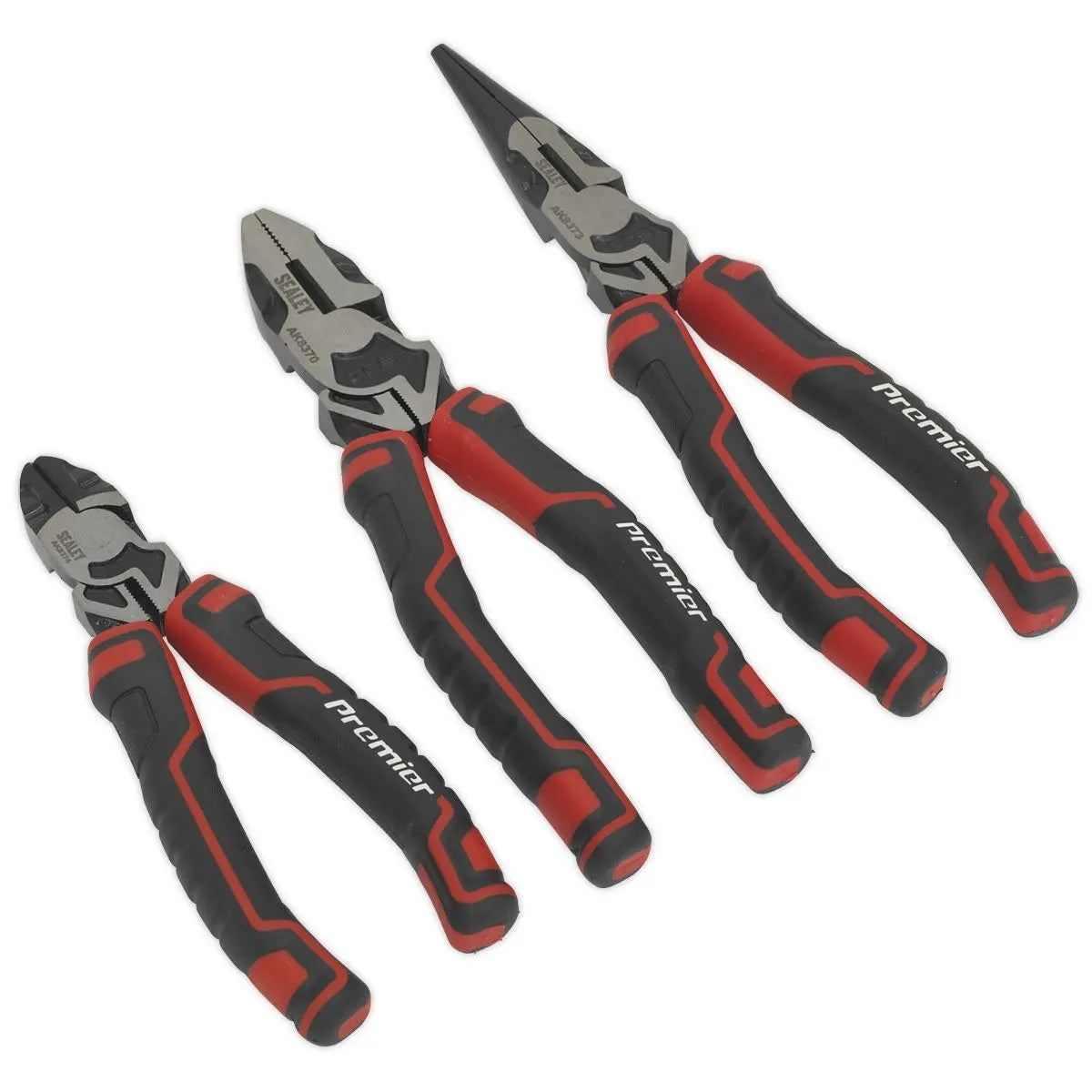 Sealey Premier 3 Piece High Leverage Pliers Set Long Nose Combi Plier 