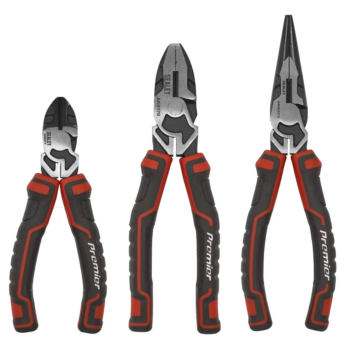 Sealey Premier 3 Piece High Leverage Pliers Set Long Nose Combi Plier 