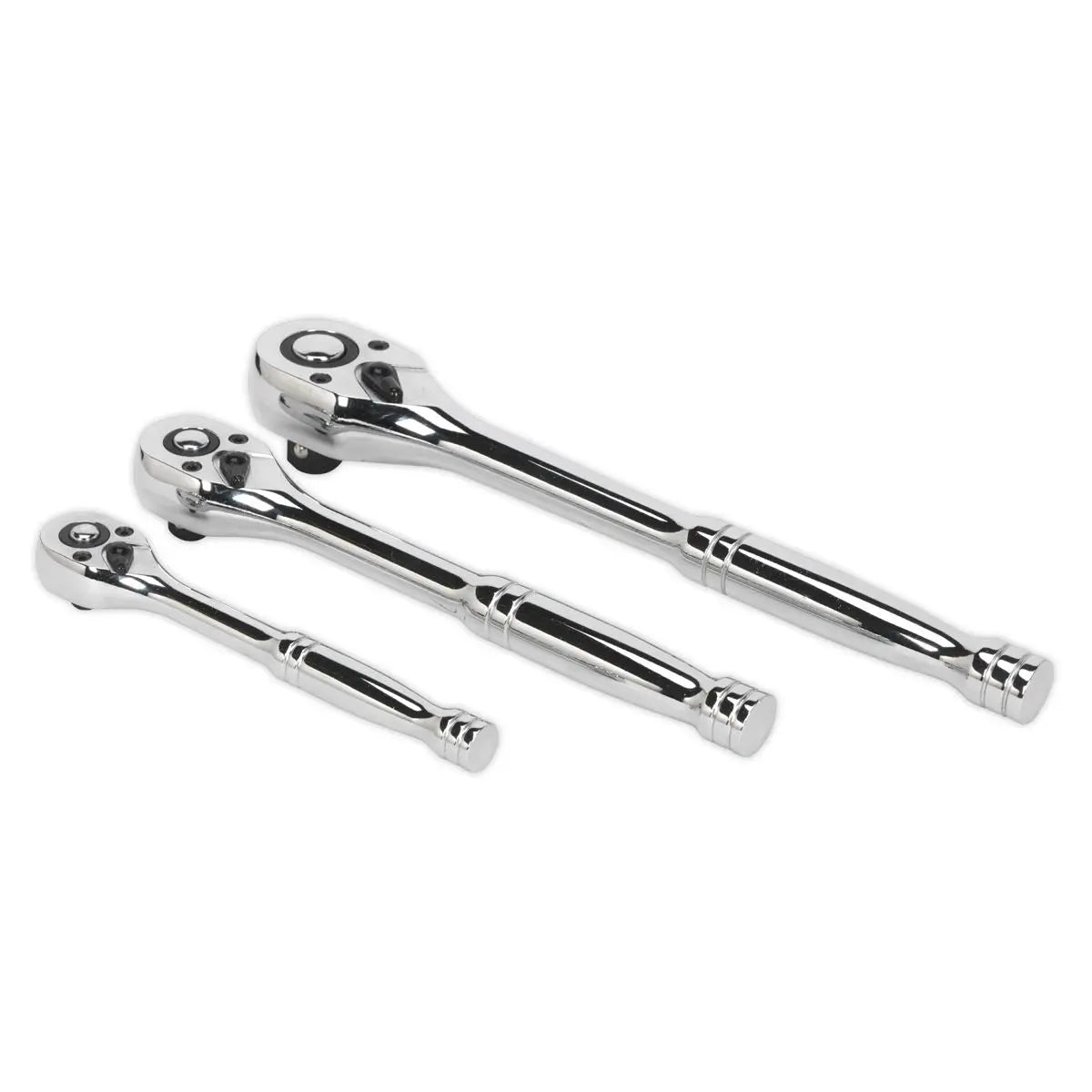 Sealey Premier 3 Piece Pear Head Flip Reverse Ratchet Wrench Set Handle in Tray 