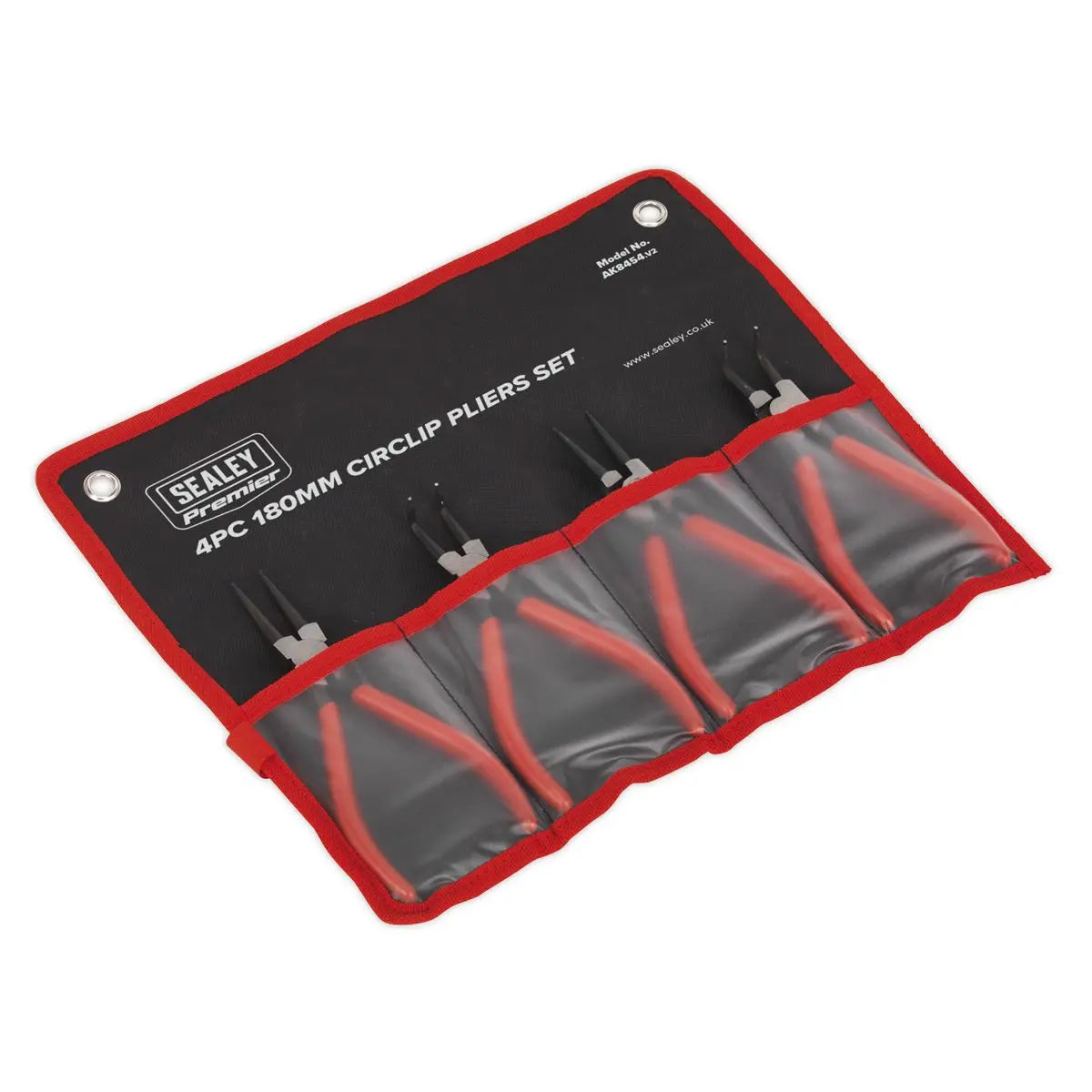 Sealey Premier 4 Piece 180mm Circlip Pliers Set Snap Ring Internal External Storage Pouch 