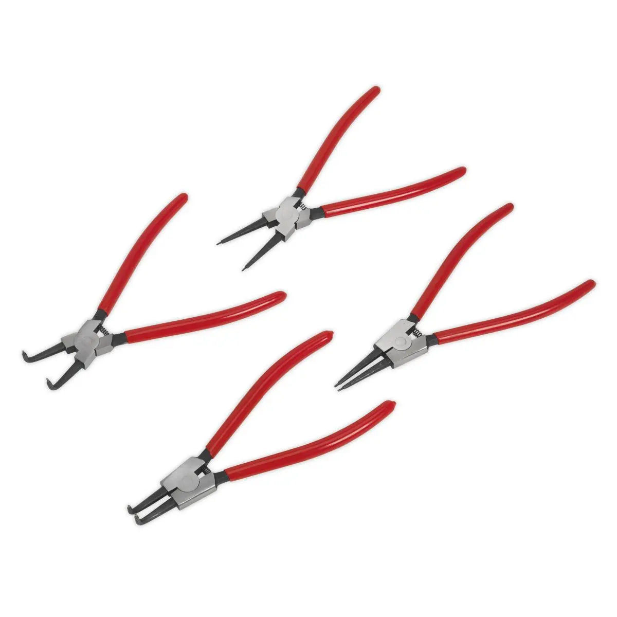 Sealey Premier 4 Piece 230mm Circlip Pliers Set in Storage Hanging Pouch Bent Nose Straight 