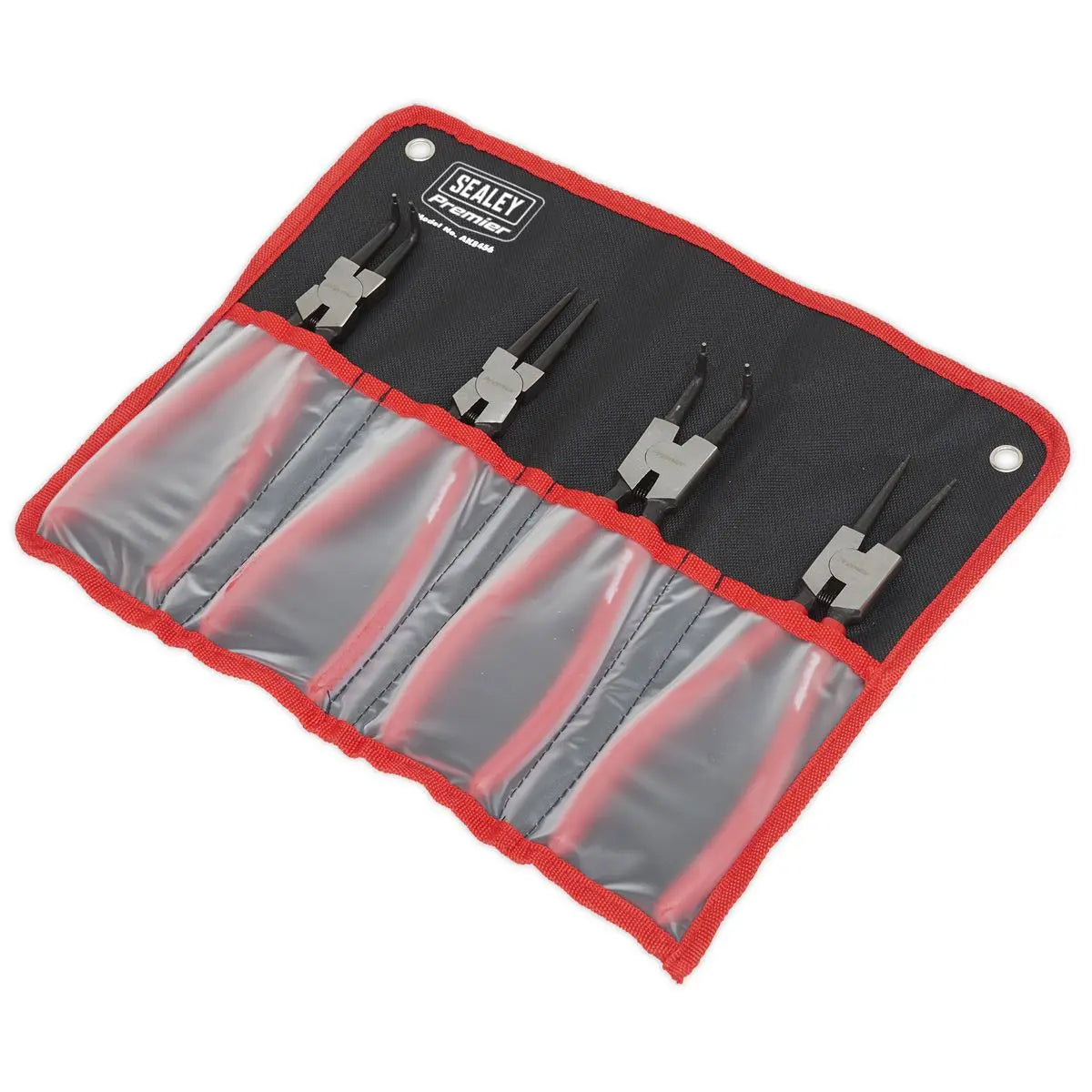 Sealey Premier 4 Piece 230mm Circlip Pliers Set in Storage Hanging Pouch Bent Nose Straight 
