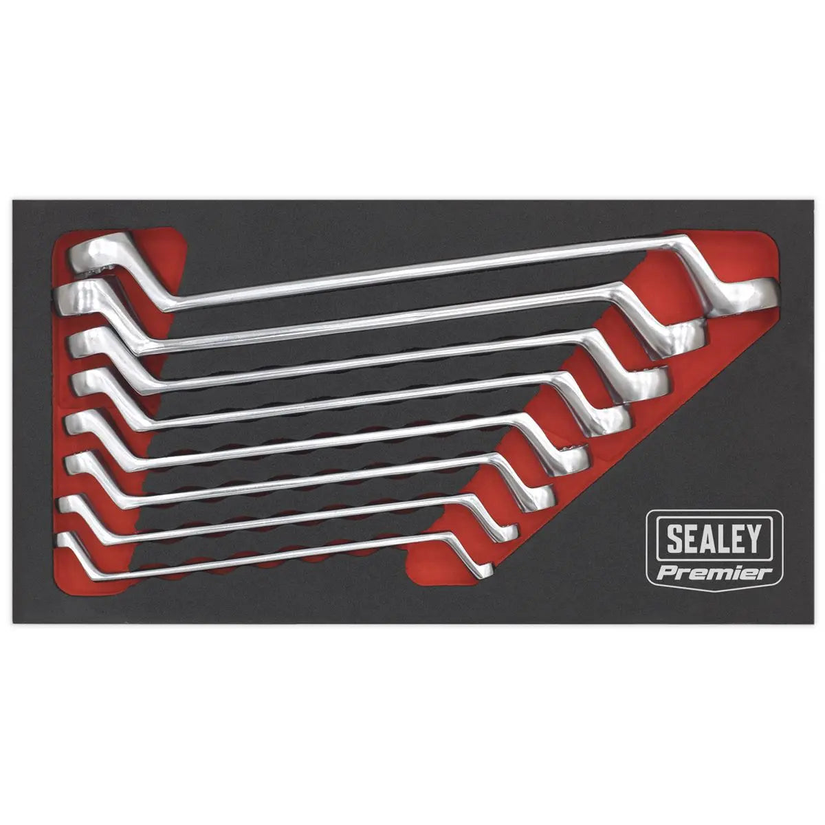 Sealey Premier 8 Piece Cold Stamped Offset Double End Ring Spanner Set Metric 