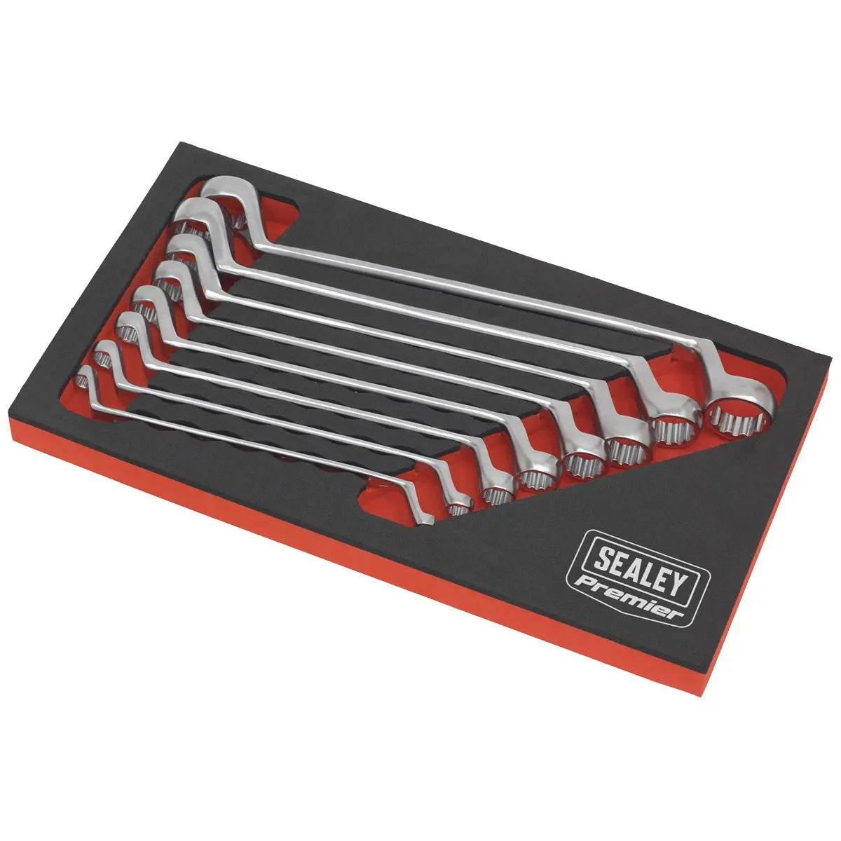 Sealey Premier 8 Piece Cold Stamped Offset Double End Ring Spanner Set Metric 
