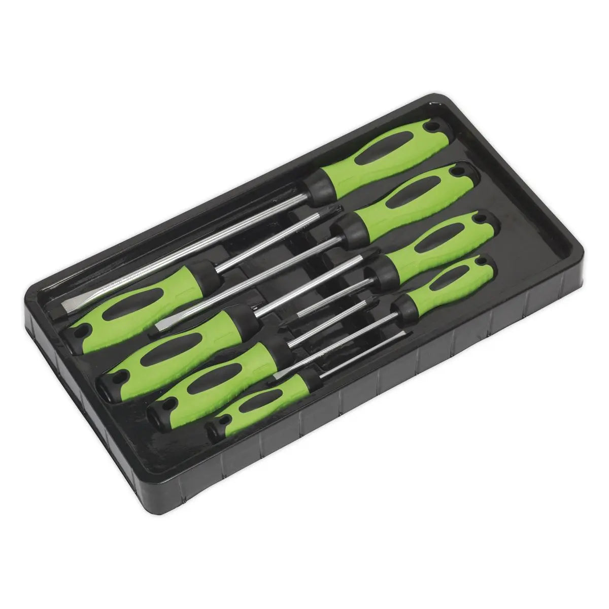 Sealey Premier 8 Piece Hi-Vis Screwdriver Set Magnetic Tips Slotted Pozi Phillips 