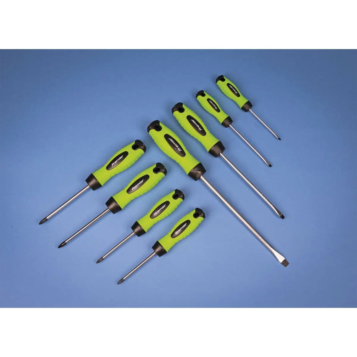 Sealey Premier 8 Piece Hi-Vis Screwdriver Set Magnetic Tips Slotted Pozi Phillips 