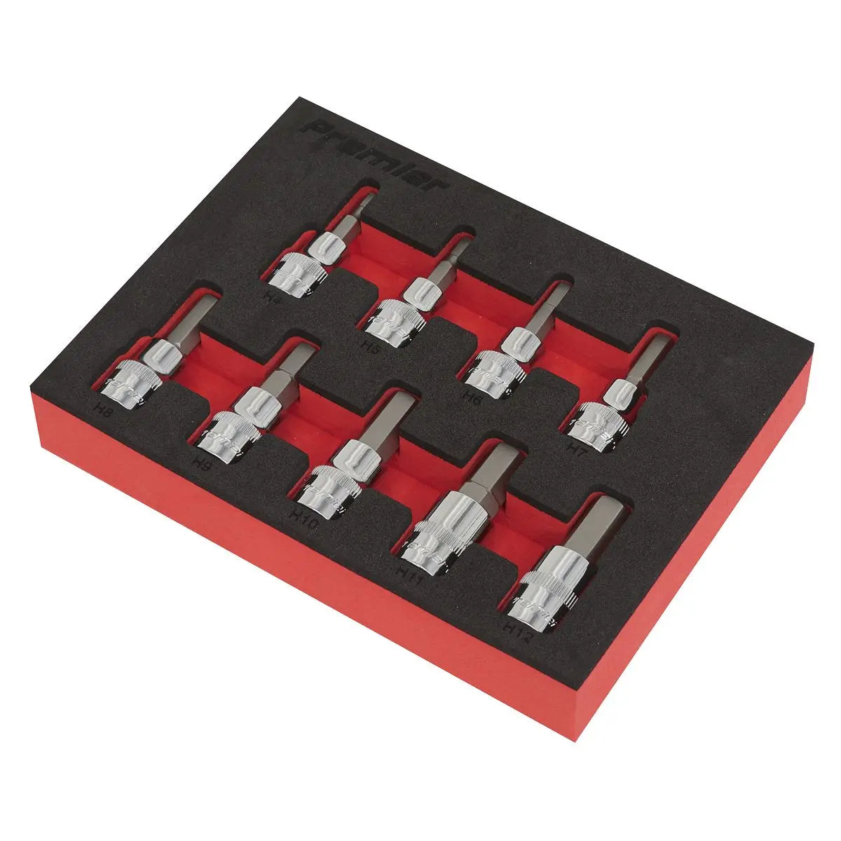 Sealey Premier 9 Piece 3/8" Drive Hex Key Socket Bit Set in EVA Tray 4-12mm 