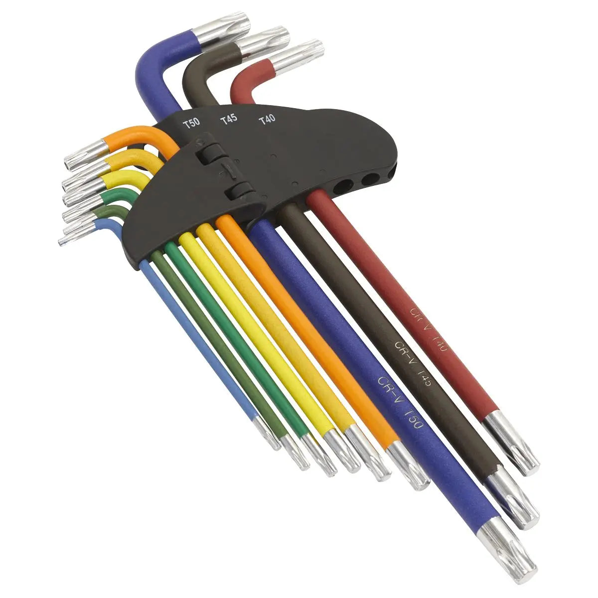 Sealey Premier 9 Piece Colour Coded Extra Long Trx-Star Key Set T10-T50 Safe Storage 