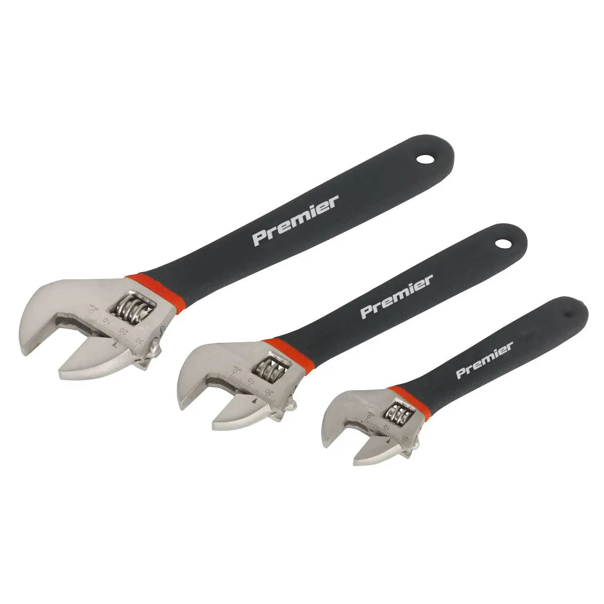Sealey Premier Adjustable Wrench Set 3pc Ni-Fe Finish 