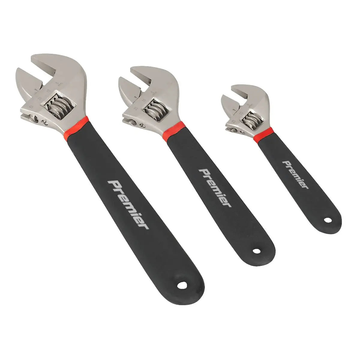 Sealey Premier Adjustable Wrench Set 3pc Ni-Fe Finish 