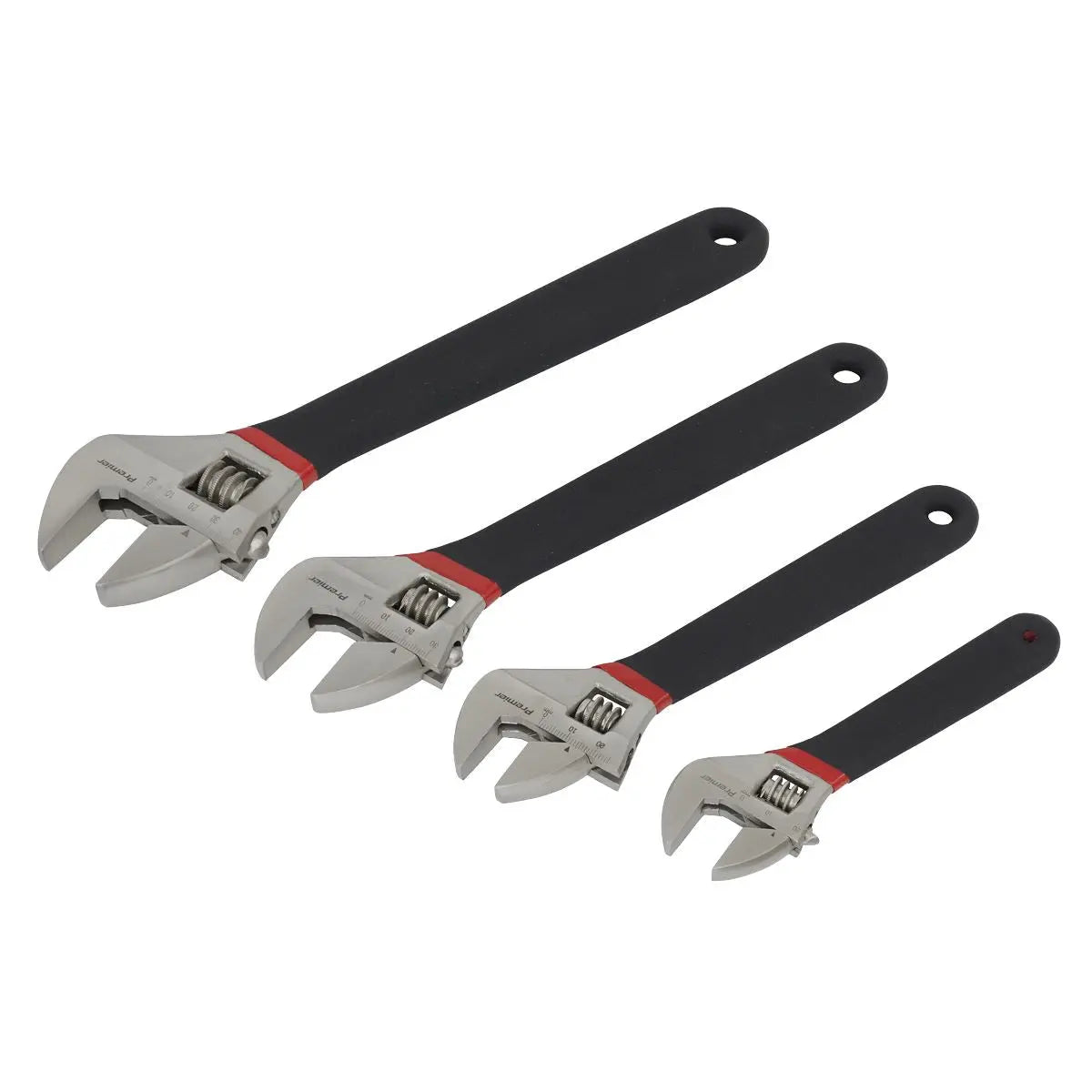 Sealey Premier Adjustable Wrench Set 4pc Ni-Fe Finish 