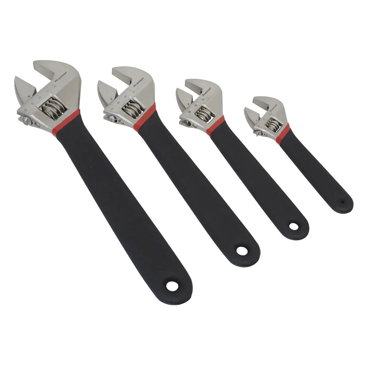 Sealey Premier Adjustable Wrench Set 4pc Ni-Fe Finish 