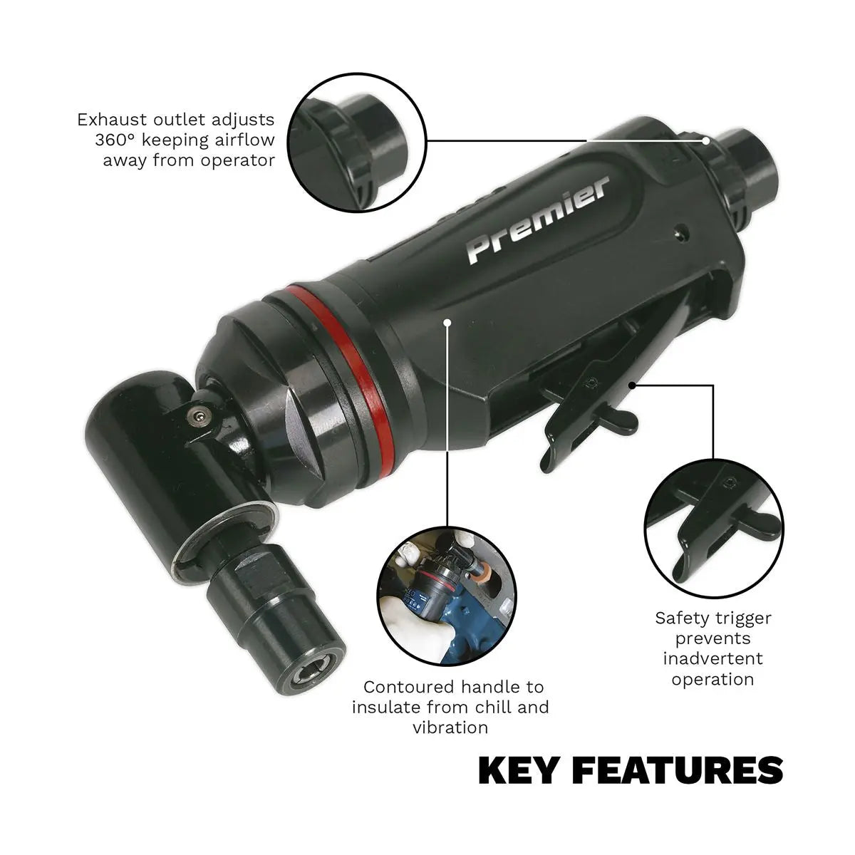 Sealey Premier Air Die Grinder Maxi Size 90° Premier 