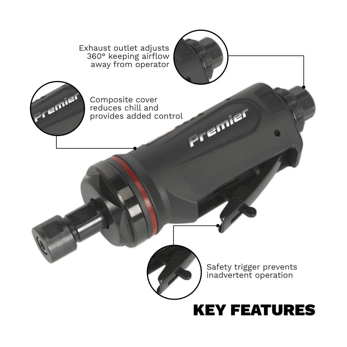 Sealey Premier Air Die Grinder Maxi Size Straight Premier 