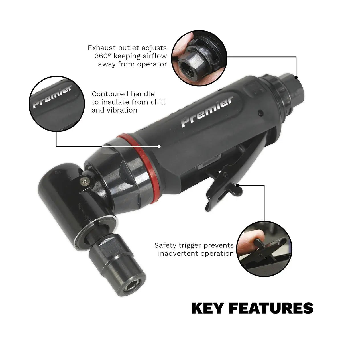 Sealey Premier Air Die Grinder Midi Size 90º Premier 