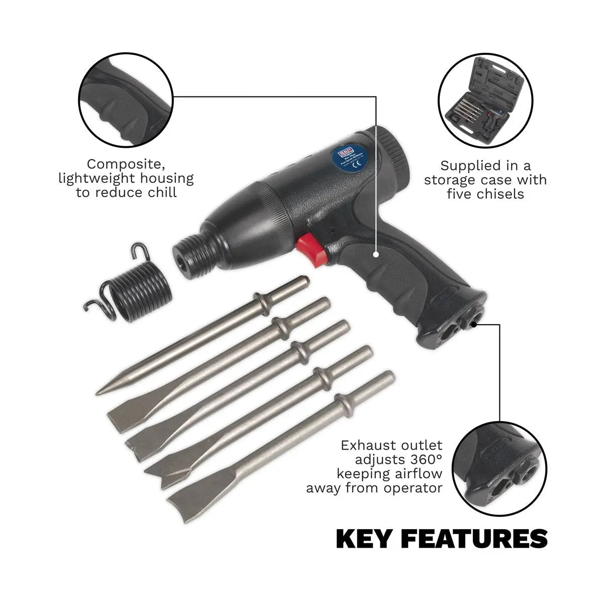 Sealey Premier Air Hammer Kit Composite Premier - Medium Stroke 