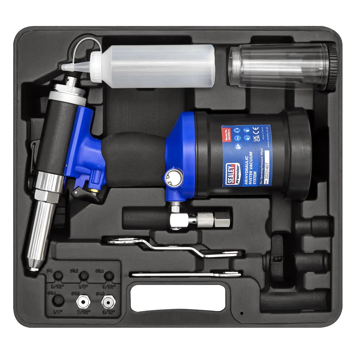 Sealey Premier Air/Hydraulic Riveter Heavy-Duty Vacuum System 