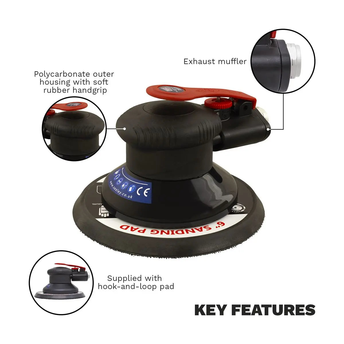 Sealey Premier Air Palm Orbital Sander Ø150mm 