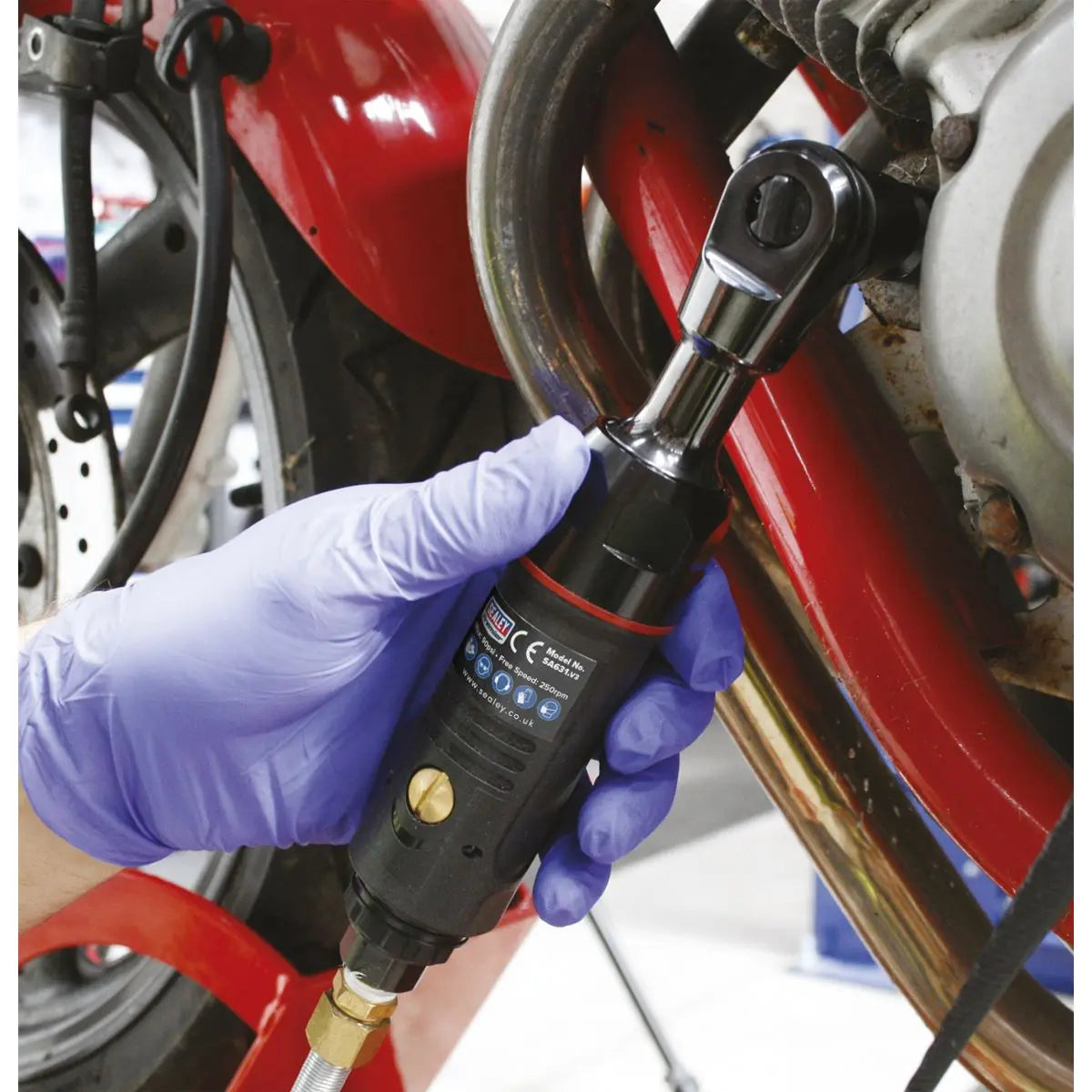 Sealey Premier Air Ratchet Wrench Compact 1/4"Sq Drive Premier 