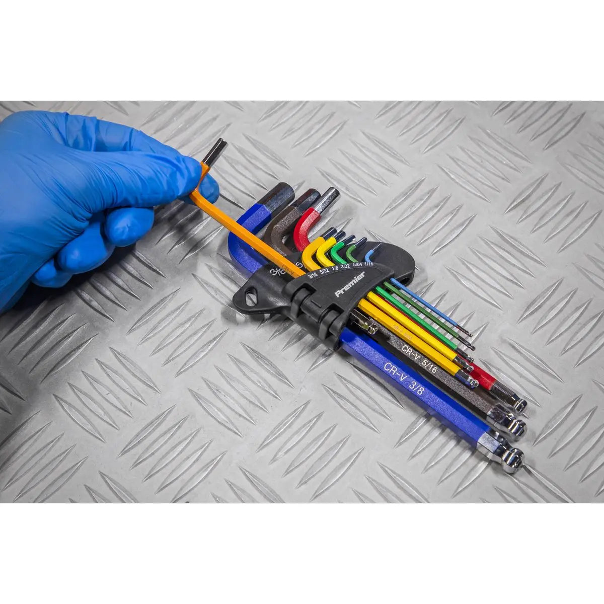 Sealey Premier Ball-End Hex Key Set 9pc Long Colour-Coded Imperial 