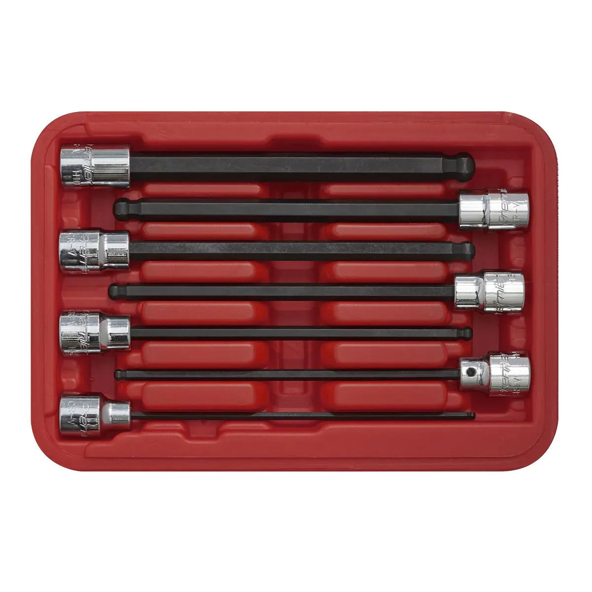 Sealey Premier Ball-End Hex Socket Bit Set 7pc 3/8"Sq Drive 150mm Metric 