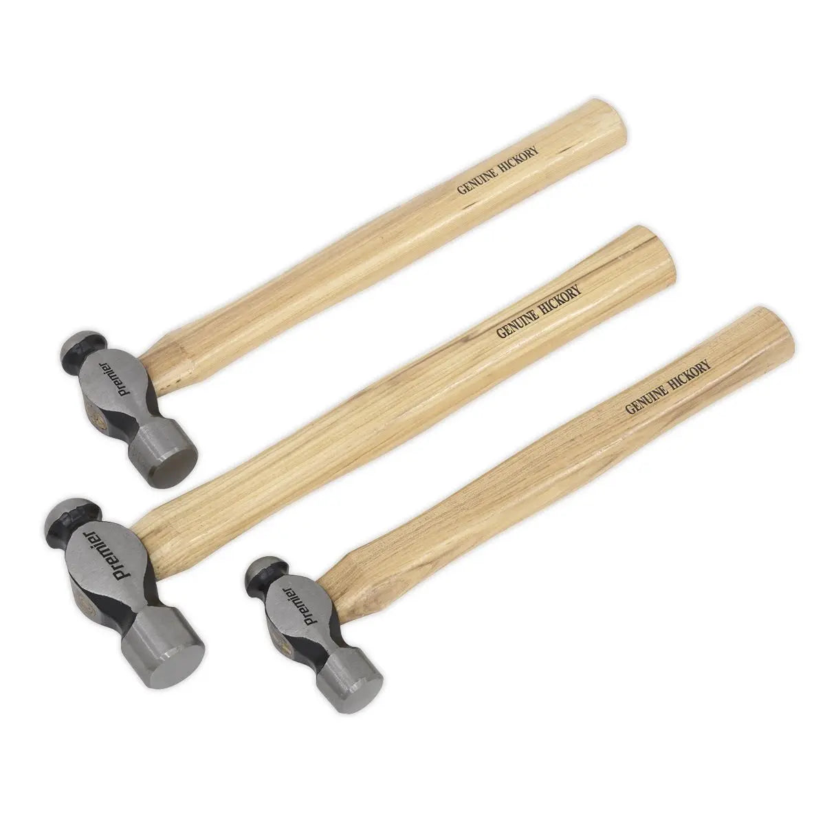 Sealey Premier Ball Pein Hammer Set 3pc Hickory Shafts 