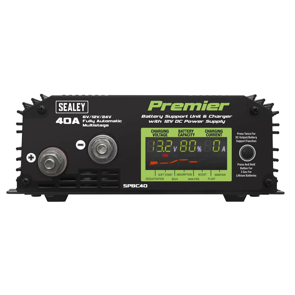 Sealey Premier Battery Support Unit Charger & Maintainer 40A 