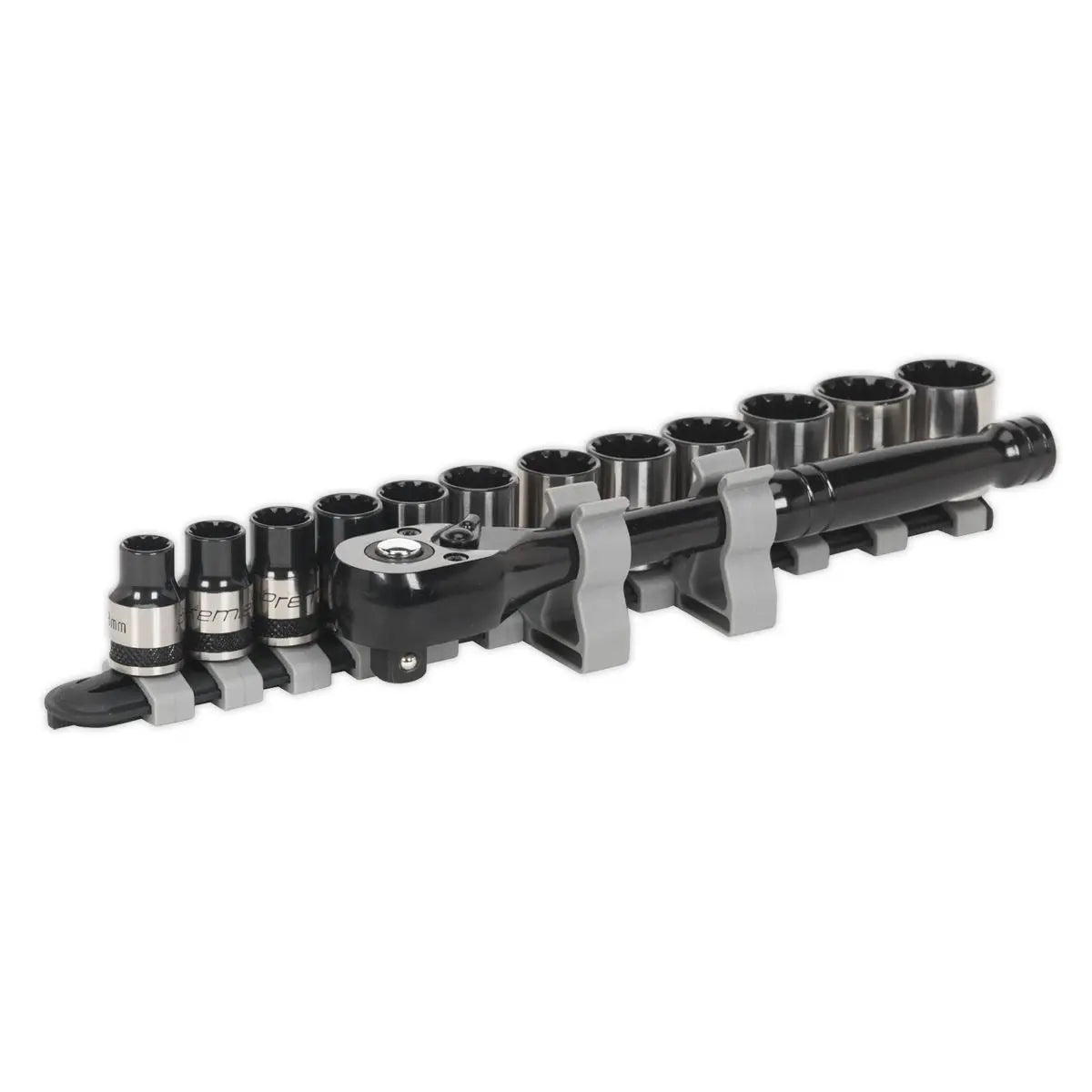 Sealey Premier Black 13 Piece 3/8" Drive Total Drive Socket Set 8-19mm Spline Hex 